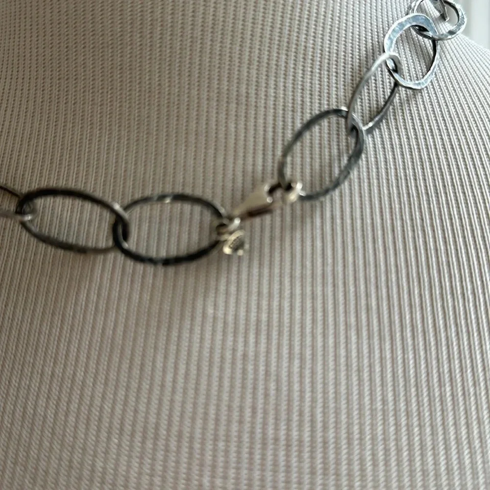 Silpada Hammered Oval Link Oxidized Sterling Silver Necklace, Like New